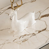 Elegant Heart Base Stone Top Gold Accent Console Table Image - 10