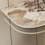 Elegant Heart Base Stone Top Gold Accent Console Table Image - 11