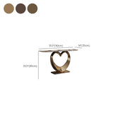 Elegant Heart Base Stone Top Gold Accent Console Table #size
