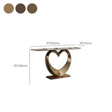 Elegant Heart Base Stone Top Gold Accent Console Table Image - 14