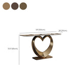 Elegant Heart Base Stone Top Gold Accent Console Table Image - 15