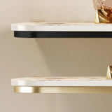 Elegant Heart Base Stone Top Gold Accent Console Table Image - 9