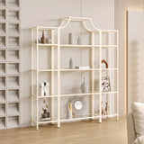 Elegant Iron Framed Open Back Display Bookshelf White Image - 1