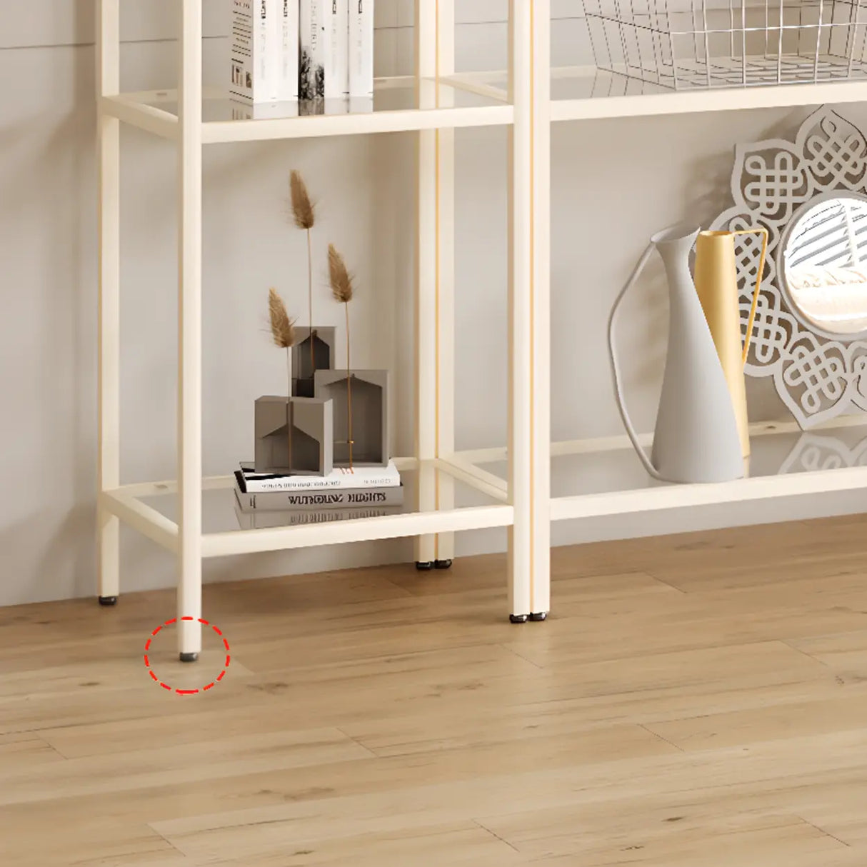 Elegant Iron Framed Open Back Display Bookshelf White Image - 12