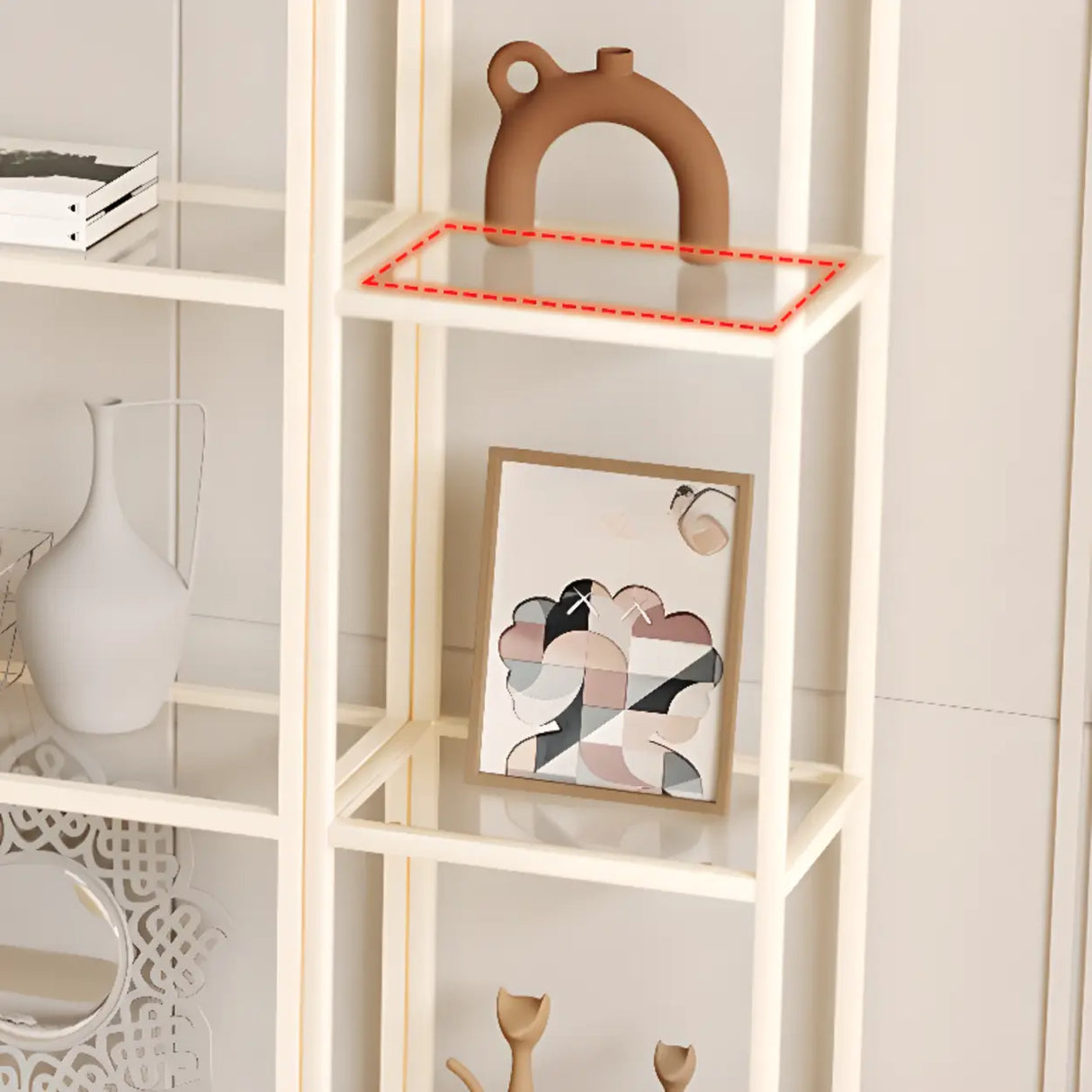 Elegant Iron Framed Open Back Display Bookshelf White Image - 8
