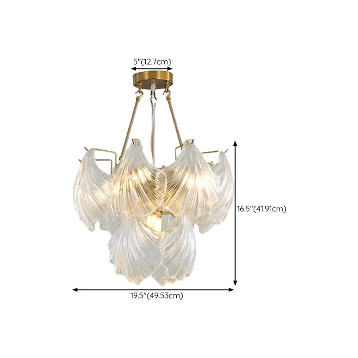 Elegant Large Glass Shell Gold Chandelier for Living Room 