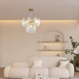 Elegant Large Glass Shell Gold Chandelier for Living Room Image - 14