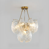 Elegant Large Glass Shell Gold Chandelier for Living Room Image - 3