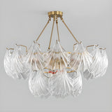 Elegant Large Glass Shell Gold Chandelier for Living Room Image - 6