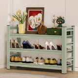 Elegant Layered Mint Green Metal Shoe Storage Rack Entryway Image - 2