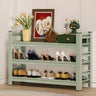 Elegant Layered Mint Green Metal Shoe Storage Rack Entryway Image - 2