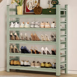 Elegant Layered Mint Green Metal Shoe Storage Rack Entryway Image - 5