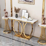 Elegant Marble Geometric Gold Standard Console Table Image - 1