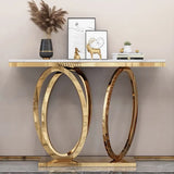 Elegant Marble Geometric Gold Standard Console Table Image - 2
