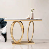 Elegant Marble Geometric Gold Standard Console Table Image - 3