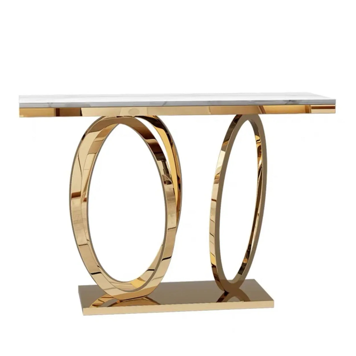 Elegant Marble Geometric Gold Standard Console Table Image - 5
