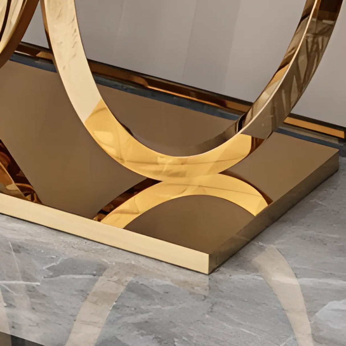 Elegant Marble Geometric Gold Standard Console Table Image - 8