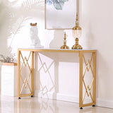 Elegant Marble Rectangular Gold Metal Base Console Table Image - 1