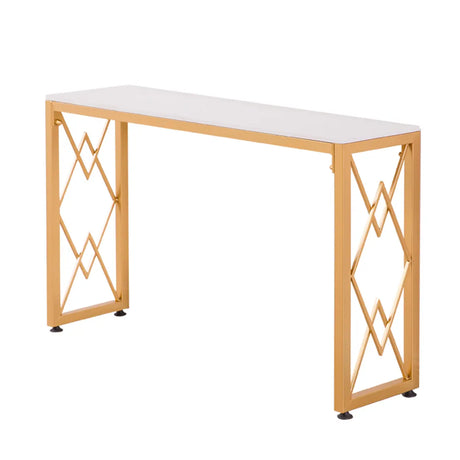 Elegant Marble Rectangular Gold Metal Base Console Table Image - 2