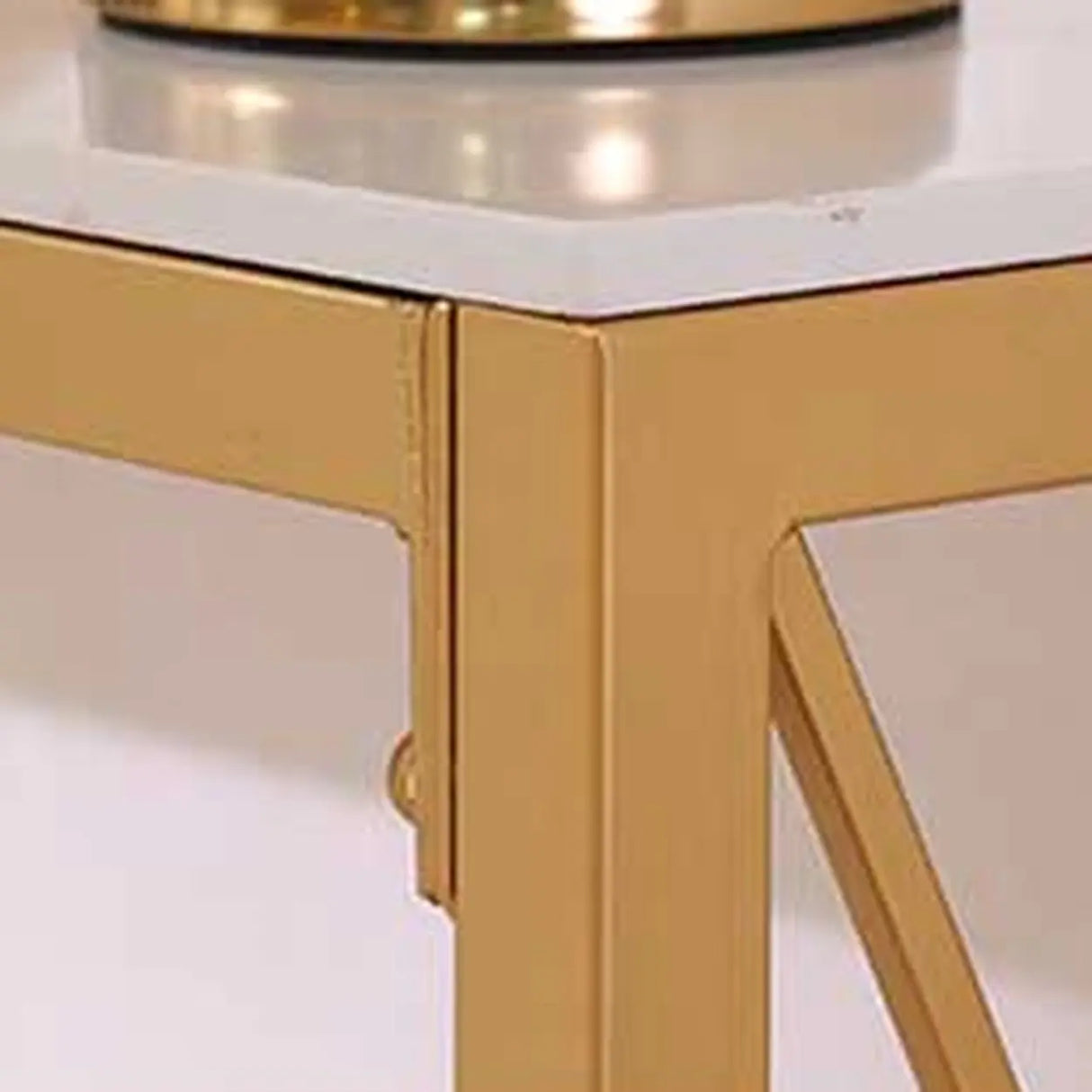 Elegant Marble Rectangular Gold Metal Base Console Table Image - 7