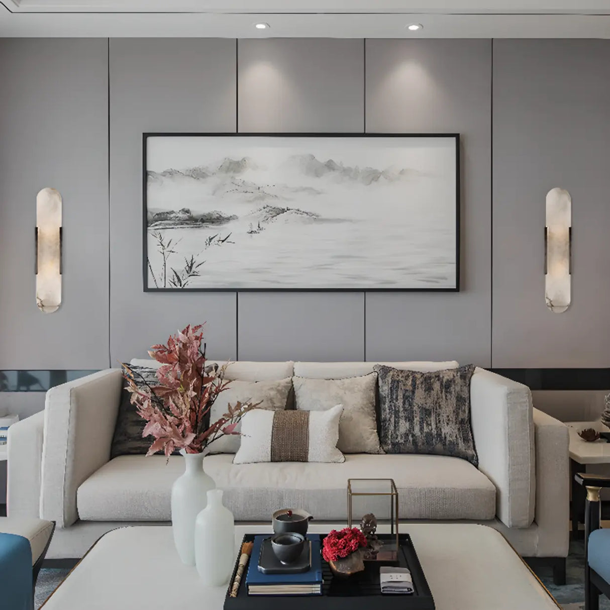 Elegant Marble Vertical Up Down LED Wall Sconce Image - 4