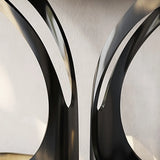 Elegant Metal  Curved Base Walnut Top Storage Console Table Image - 11