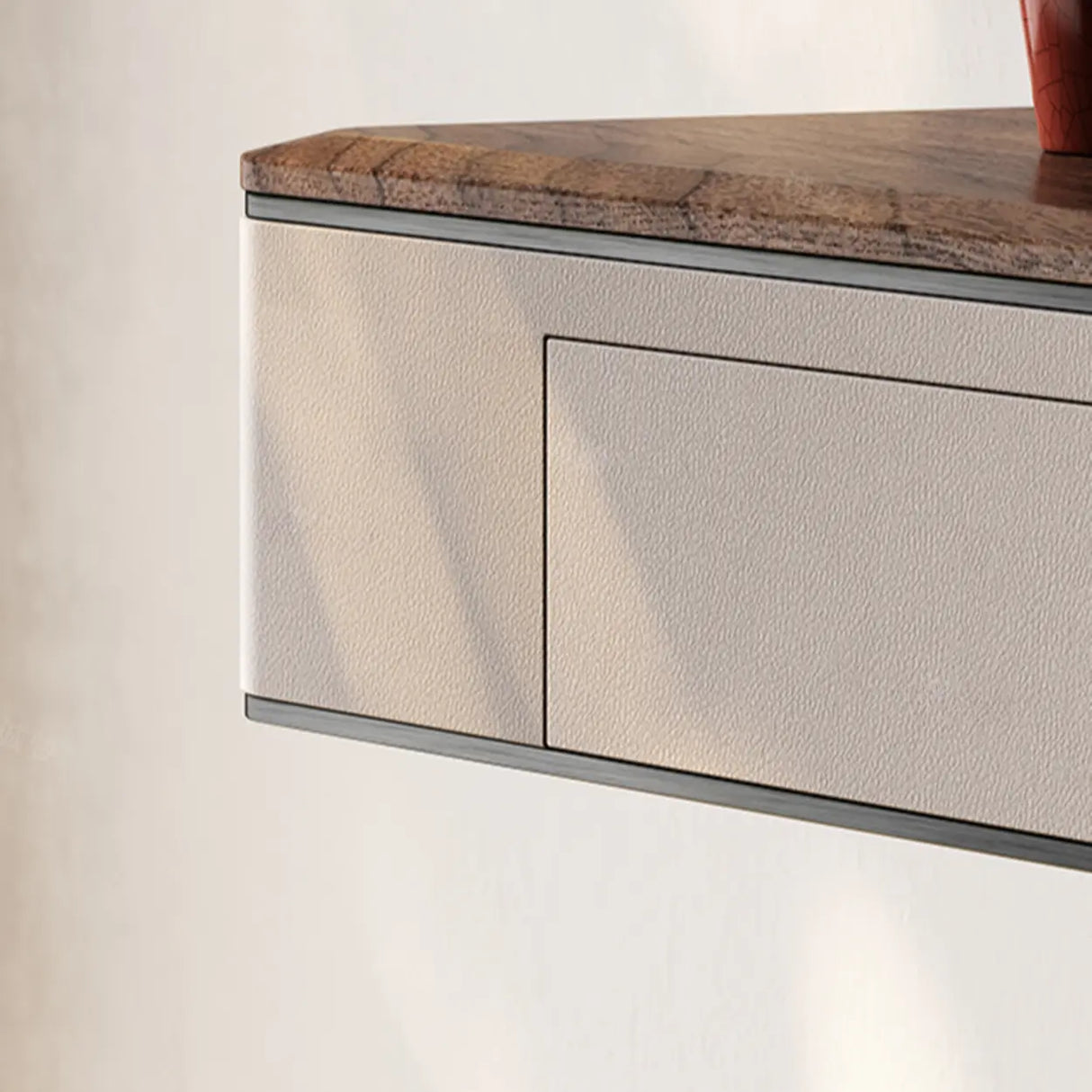 Elegant Metal  Curved Base Walnut Top Storage Console Table Image - 8
