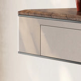 Elegant Metal  Curved Base Walnut Top Storage Console Table Image - 8