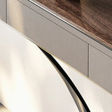 Elegant Metal  Curved Base Walnut Top Storage Console Table Image - 9