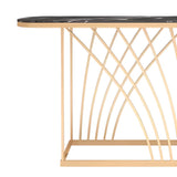 Elegant Metal Oval Marble Gold Foyer Console Table Image - 8