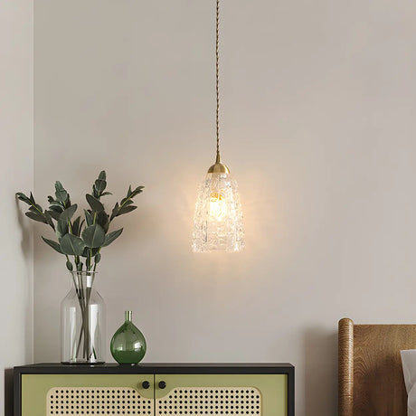Elegant Mini Clear Glass Bell Bedroom Pendant Light Image - 1