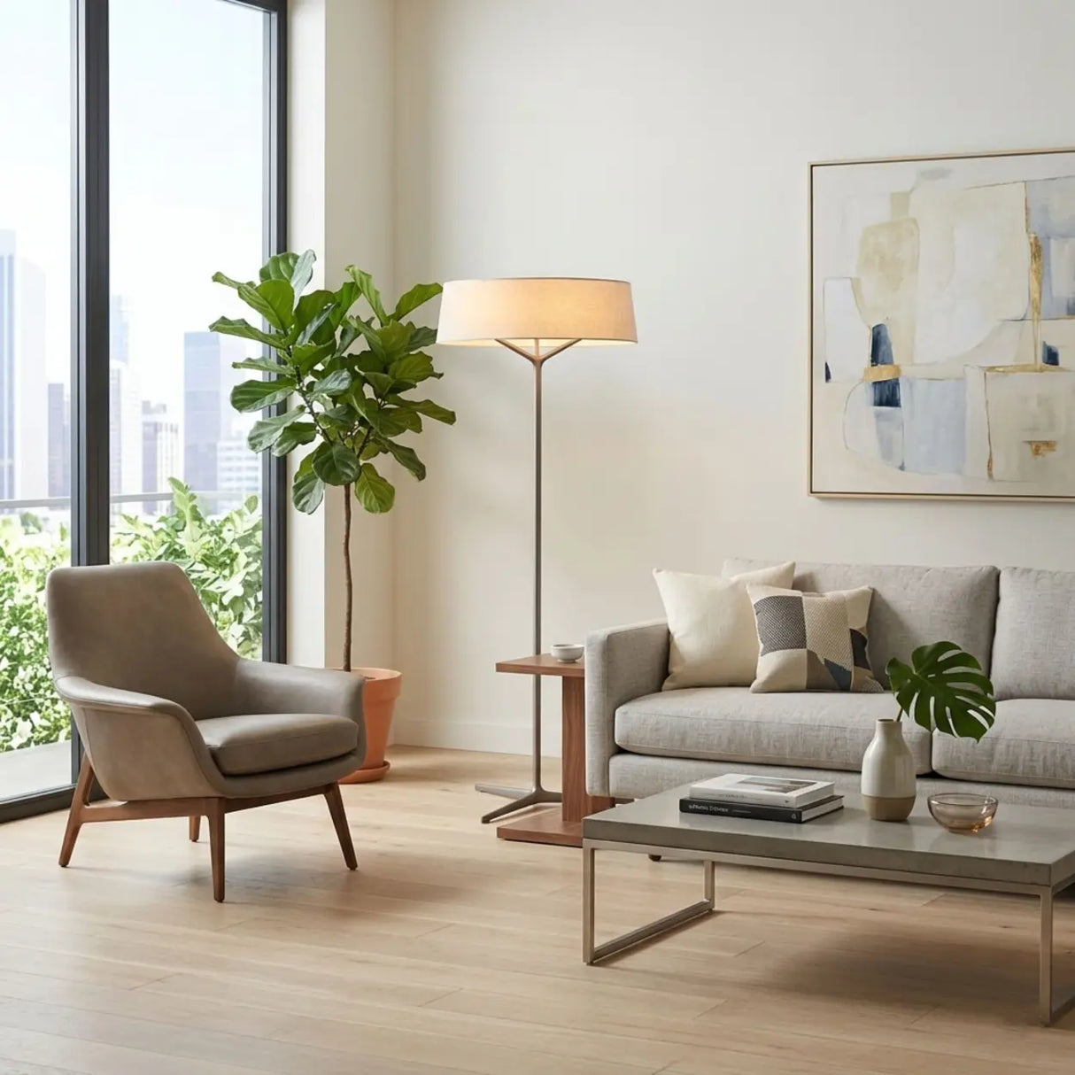 Elegant Minimalist Circular Integrated LED Floor Lamp Image - 2