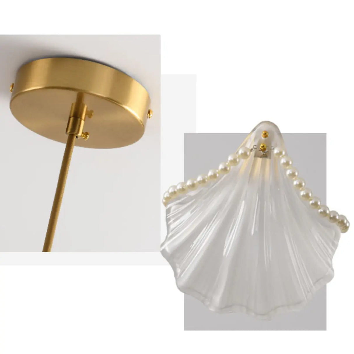 Elegant Modern Bedroom Shell Glass Pendant Light Image - 13