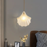 Elegant Modern Bedroom Shell Glass Pendant Light Image - 4