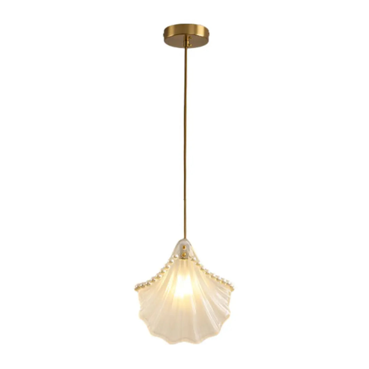 Elegant Modern Bedroom Shell Glass Pendant Light Image - 5