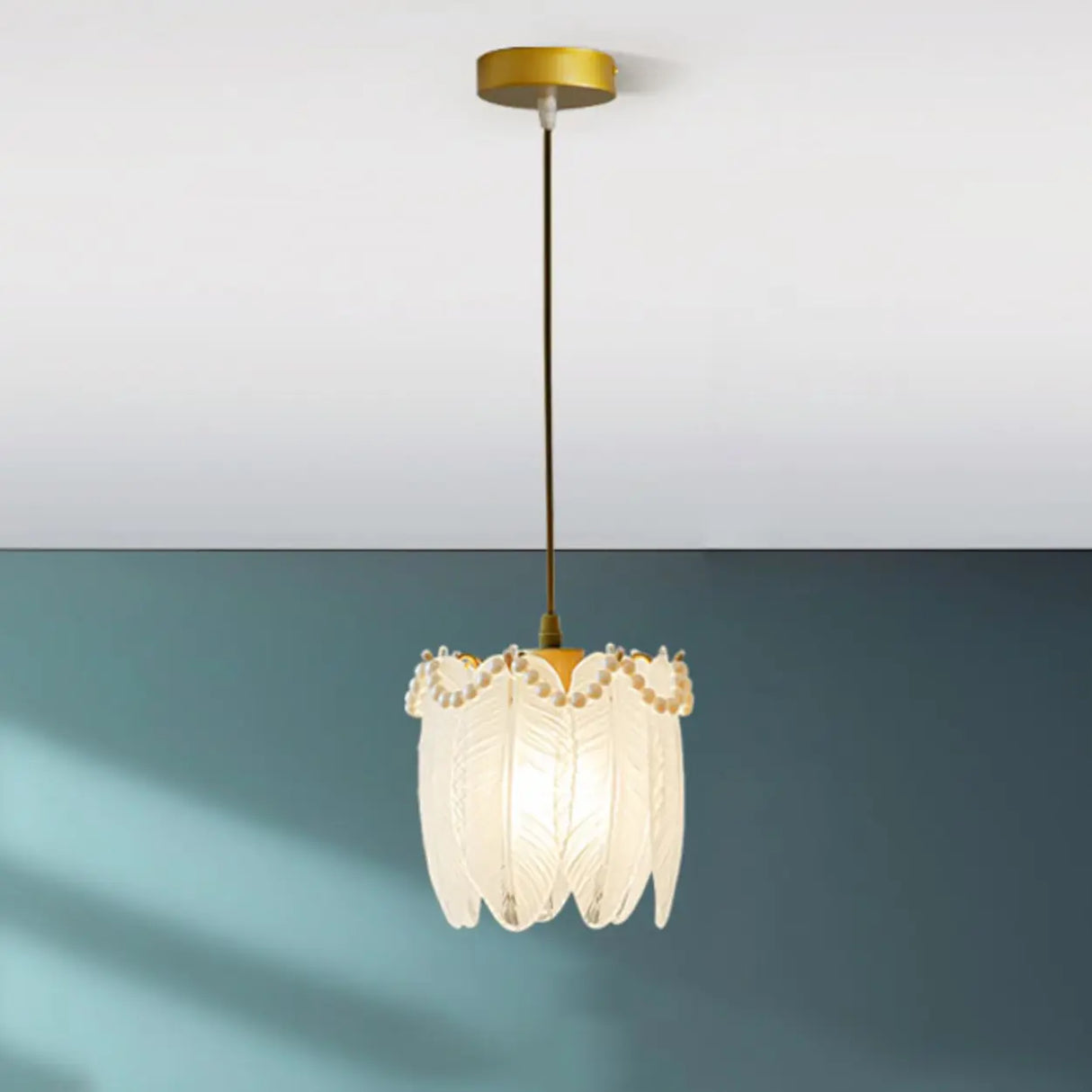 Elegant Modern Bedroom Shell Glass Pendant Light Image - 7