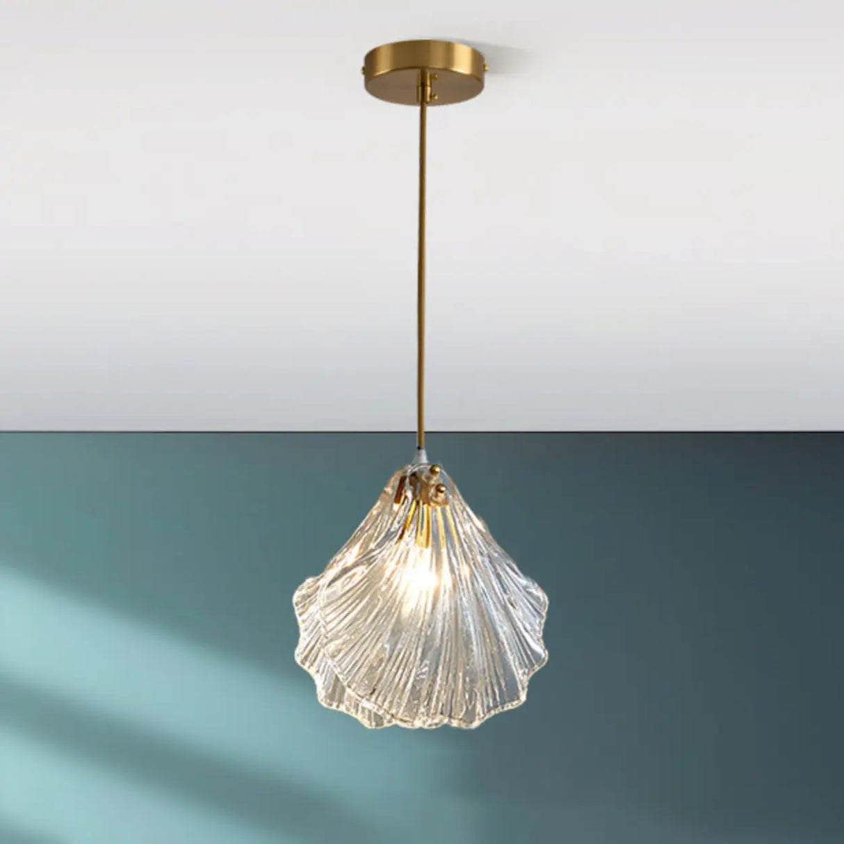 Elegant Modern Bedroom Shell Glass Pendant Light Image - 8