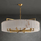 Elegant Modern Round White Stone Chandelier Living Room Image - 11