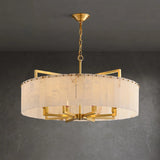 Elegant Modern Round White Stone Chandelier Living Room Image - 13