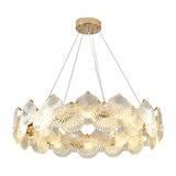 Elegant Modern Shell Clear Glass Circular Chandelier Bedroom Image - 5