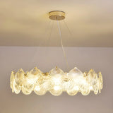 Elegant Modern Shell Clear Glass Circular Chandelier Bedroom Image - 7
