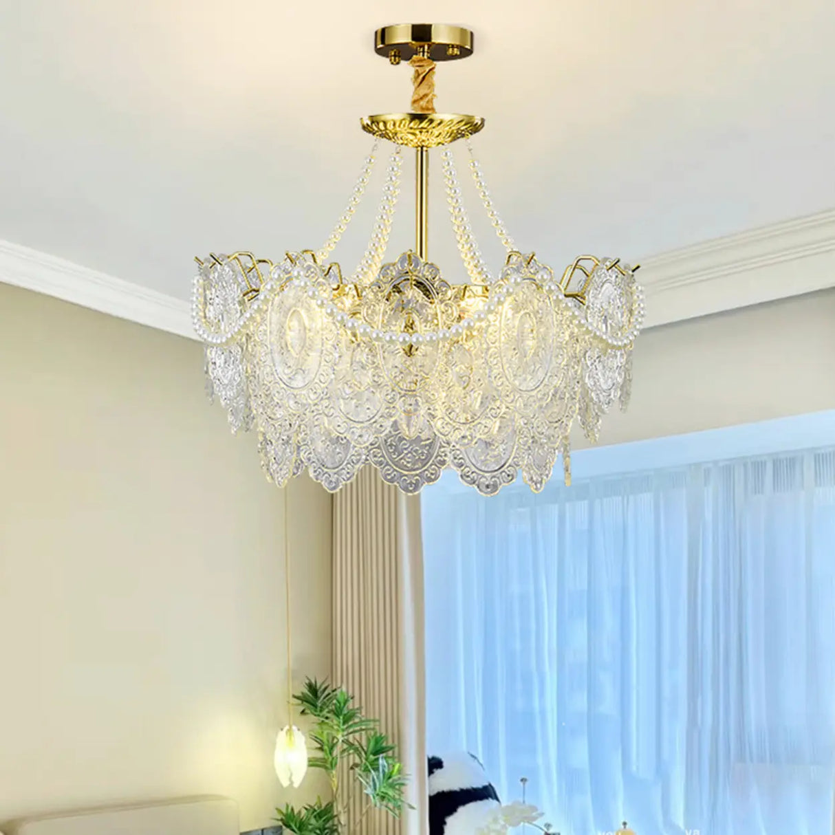 Elegant Modern Tiered Crystal Round Living Room Chandelier Image - 1