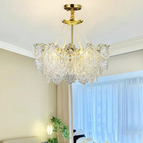 Elegant Modern Tiered Crystal Round Living Room Chandelier Image - 1