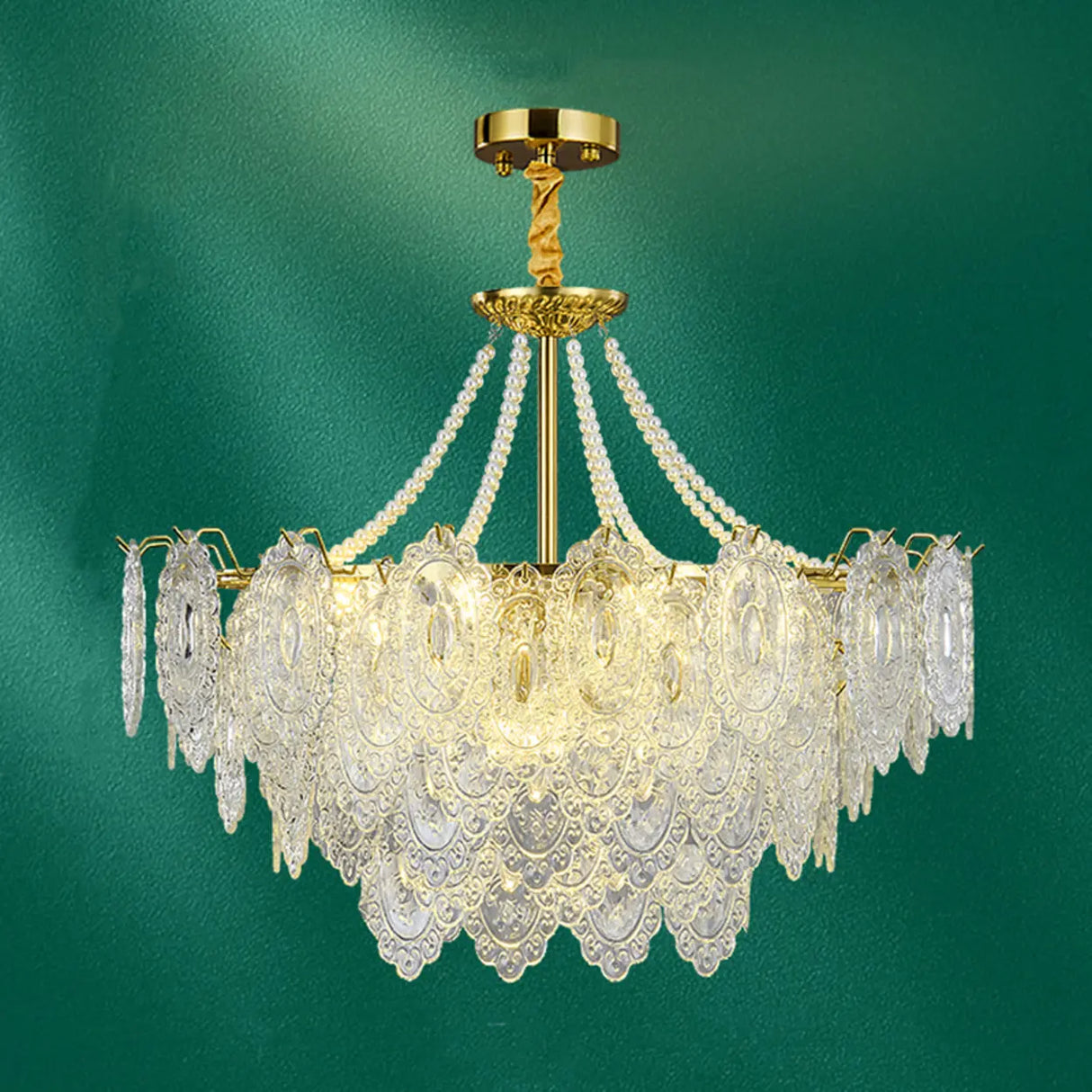 Elegant Modern Tiered Crystal Round Living Room Chandelier Image - 10