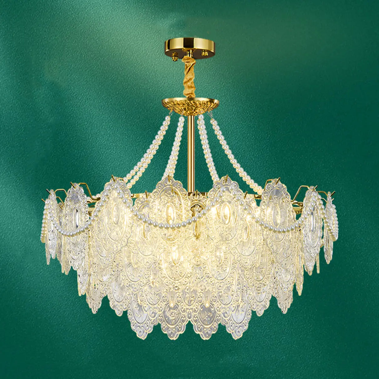 Elegant Modern Tiered Crystal Round Living Room Chandelier Image - 19