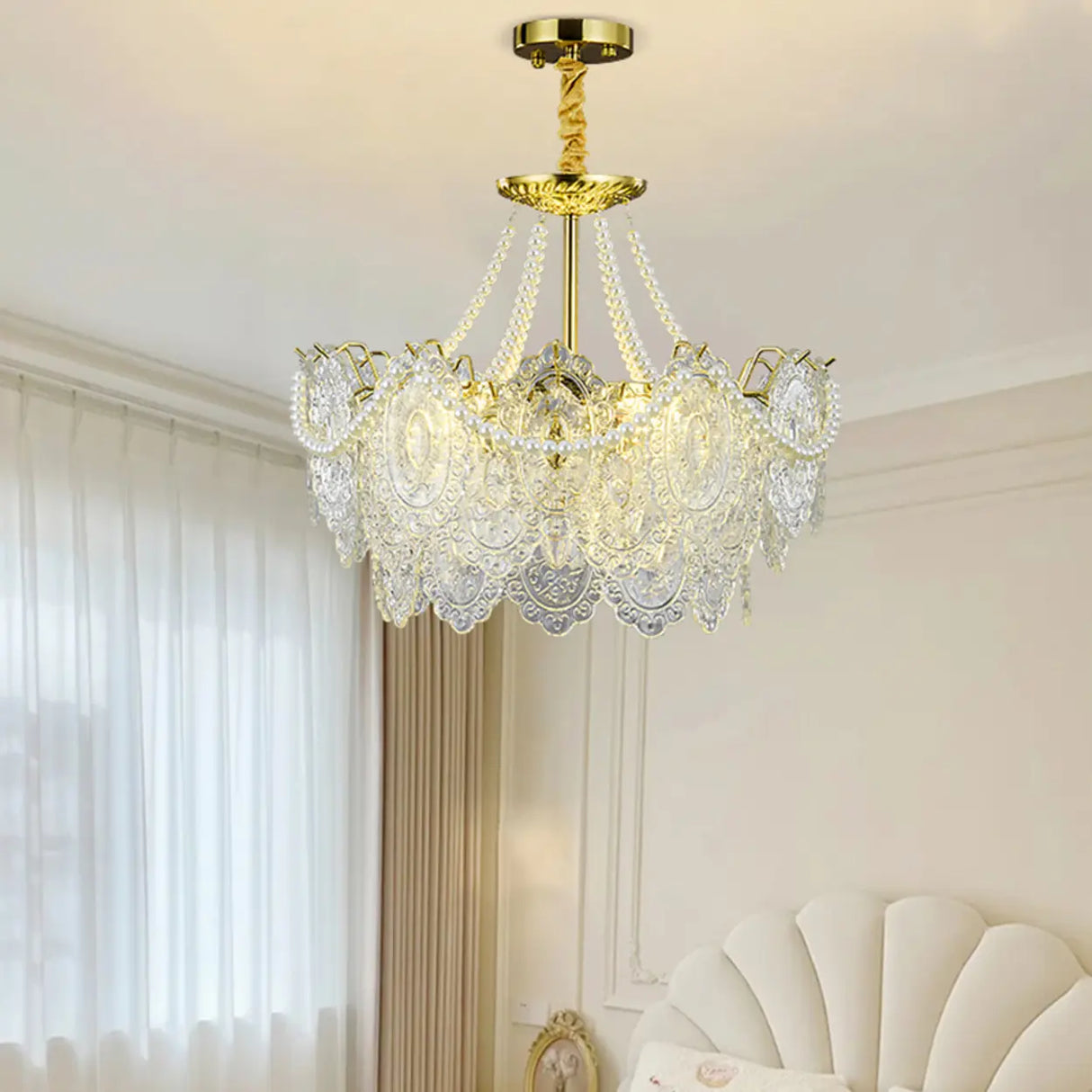 Elegant Modern Tiered Crystal Round Living Room Chandelier Image - 21