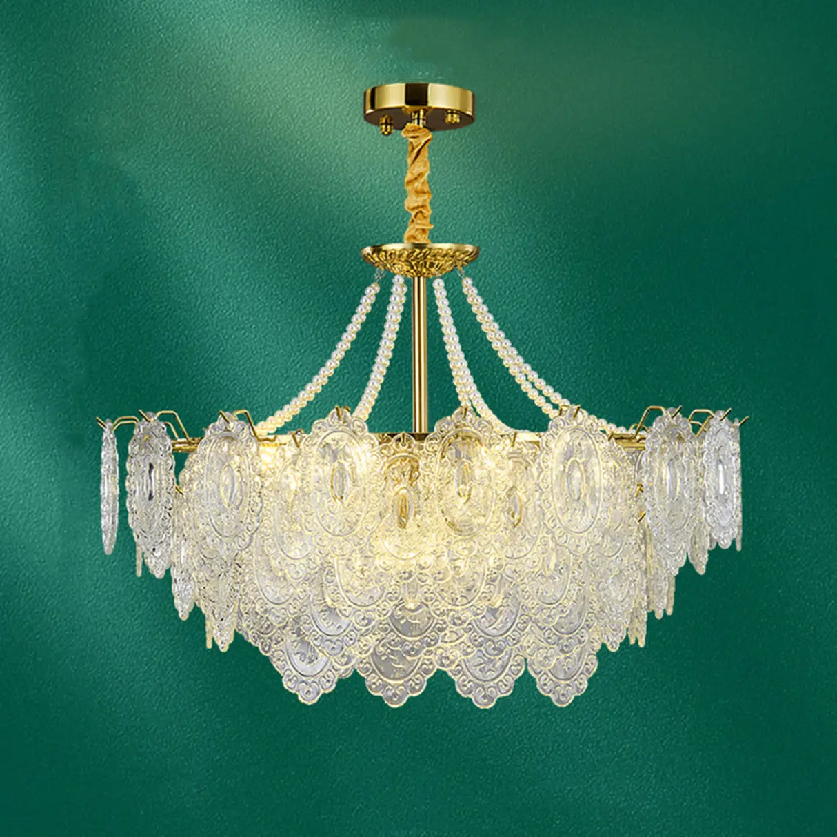 Elegant Modern Tiered Crystal Round Living Room Chandelier Image - 7