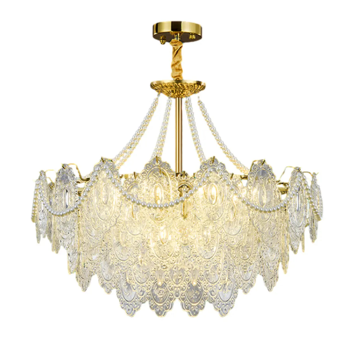 Elegant Modern Tiered Crystal Round Living Room Chandelier Image - 9