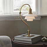 Elegant Multi-Layered Silver Curved Chrome Table Lamp Image - 2