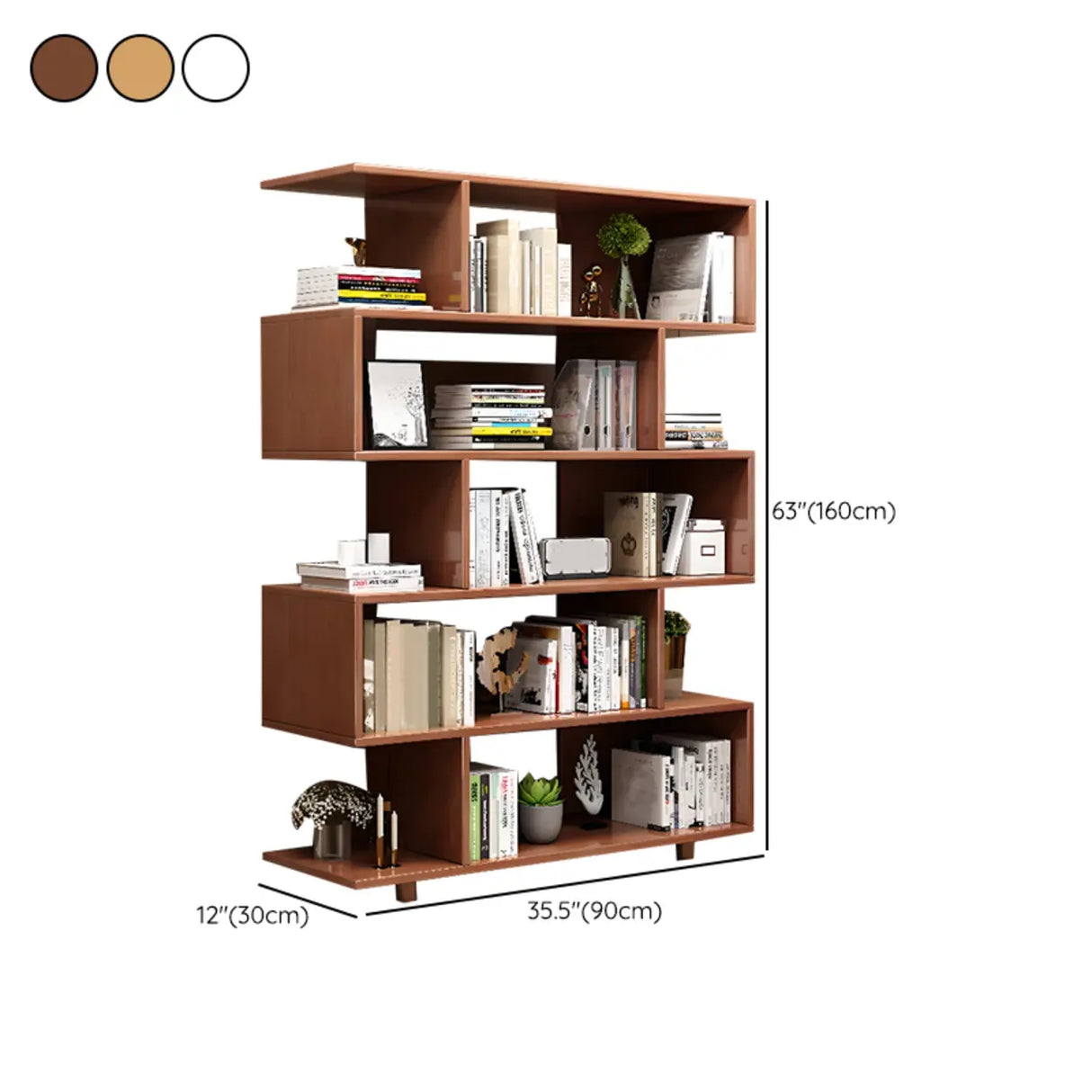 Elegant Natural Wood Vertical Open Display Bookcases 